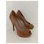 Gucci Open Toe Absatz Schuhe Camel Lackleder Kamel - Ansicht 4