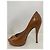 Gucci Open Toe Absatz Schuhe Camel Lackleder Kamel - Ansicht 8