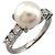Autre Marque Platinbandring mit Diamant und Perle Silber