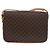 Céline Borsa in tela Macadam Celine con motivo carrozza in PVC pelle marrone oro Auth 177443A - vista 3
