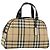 Borsa Boston in PVC Nova Check di Burberry Beige Argento Auth ep14044