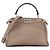 FENDI - Bolsa de Ombro Peekaboo Mini Fendi em Couro Texturizado Taupe com Alça de Python Marrom