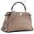 FENDI - Bolsa de Ombro Peekaboo Mini Fendi em Couro Texturizado Taupe com Alça de Python Marrom - vista 2