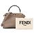 FENDI - Bolsa de Ombro Peekaboo Mini Fendi em Couro Texturizado Taupe com Alça de Python Marrom - vista 8