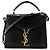 SAINT LAURENT - Borsa a spalla Cassandra Top Handle mini in pelle di coccodrillo embossata Nero