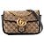 GUCCI - Borsa a spalla Marmont piccola in tela e pelle nera Marrone