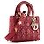 DIOR - Borsa a Spalla Lady Dior Piccola in Pelle Rossa Liscia Rosso - vista 2