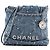 CHANEL - Borsa a tracolla Mini 22 Chanel in denim blu e borchie