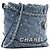 CHANEL - Borsa a tracolla Mini 22 Chanel in denim blu e borchie - vista 2