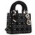 DIOR - Borsa a Spalla Lady Dior Mini in Satin Nero con Strass - vista 2