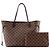 LOUIS VUITTON - Borsa Neverfull MM Louis Vuitton in tela rivestita damier ébène Marrone