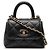 Borsa a mano micro Chanel Matelassé Coco Handle in pelle caviar nera, con catena, per donne CHANEL Nero