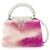 Bolso de mano/hombro Louis Vuitton Capucines MINI, cuero, piel de visón, blanco, protegido por RFID. Rosa