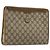 GUCCI GG Supreme Clutch Bag PVC Beige Oro 97 01 036 Auth 176652 D'oro