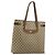 Borsa tote Gucci GG Supreme Web Sherry Line in PVC beige e oro 39 02 091 Auth bs34492 D'oro