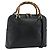 Bolso de mano de cuero Gucci Bamboo 2 piezas Negro Oro 000 1448 0289 Auth bs34727 Dorado
