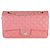Timeless Chanel Mittelgroße klassische Double Flap Tasche aus rosa gestepptem Lammleder Pink