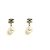 Chanel 24 Orecchini a Perno Piccoli CC con Perla Grande e Strass Argento