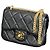 Chanel 22p Mini Borsa Quadrata Nera in Agnello con Catena Oro Nero