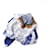Sciarpa Hermès Carré 90 Bianco Blu navy  - vista 7