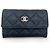 Tarjetero de piel de ternera granulada negra Chanel Negro