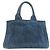 Borsa tote Canapa Prada in denim marrone - vista 2