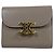 Céline Celine Small Flap Wallet Triomphe Tri-fold Leather Beige