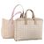CHANEL Nuova Borsa Tote da Viaggio in Nylon 2 Set Rosa Beige CC Auth ti3896