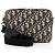 Pochette con doppia zip Dior Oblique Blu