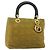 Christian Dior Borsa Lady Dior Canage in nylon verde e oro Auth BA12259 D'oro