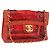 CHANEL Borsa a Spalla Matelassé Catena Vinile Rosso Oro CC Auth 177136A D'oro