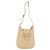 Borsa a Spalla Gancini in Pelle Beige Argento Auth 175046 di Salvatore Ferragamo