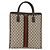 Borsa tote Gucci GG Supreme Web Sherry Line in PVC beige e oro 010 378 Auth ep14443 D'oro - vista 13