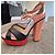 Sandali con tacco a blocco Jimmy Choo Tiber - Nero/Rosso/Pesca - vista 7