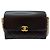 Chanel Bolsa de ombro em couro de bezerro preto com corrente preta