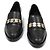 Chanel Mocassini da donna in pelle di vitello nera con medaglione dorato Nero