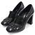 Tod's Pumps con tacco a blocco in pelle nera con frange e nappine per donne Nero - vista 2