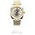 Rolex Relógio combo masculino Datejust com mostrador de dois tons, roda de roleta, data e face branca Prata - vista 3