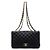 Chanel Bolsa de ombro com corrente dourada e aba única Preto