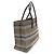 Salvatore Ferragamo Borsa shopper da spiaggia in tela PVC a righe beige e nera con firma Marrone - vista 3