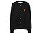 Comme Des Garcons Schwarze Strickjacke mit Doppeltem Rotem Herz-Patch