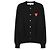 Comme Des Garcons Schwarze Strickjacke mit Doppeltem Rotem Herz-Patch - Ansicht 3