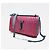Saint Laurent Borsa a tracolla piccola in tela metallica a righe monogramma Sunset Rosso - vista 6