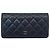 Chanel Langer Geldbeutel in Silberton Caviar Flap Weiß