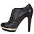 Chanel Black Leather Checkered Embroidery Ankle Boots Sz 37.5 pre-owned