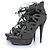 Saint Laurent, décolleté Tribute 16 in suede con lacci Grigio