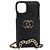 CHANEL Matelassé Corrente Capa para iPhone Bolsa Couro de Cordeiro Preto Ouro CC Auth BA12149A Dourado - vista 13
