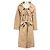 Autre Marque Abrigo trench de tafetán beige de doble botonadura con cinturón