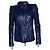 Blaue Leder-Bikerjacke von Roberto Cavalli