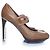 Céline Celine, Zapato de tacón de cuero con plataforma y correa en marrón Castaño - vista 4
